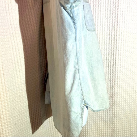 Madewell women fade blue cotton distress top long sleeve button front Sz Small - Picture 9 of 15